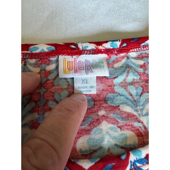 Lularoe Dress Women's Sz XL 'Julia' Red Floral Geometric Dress Short Sleeve NEW - Picture 7 of 12